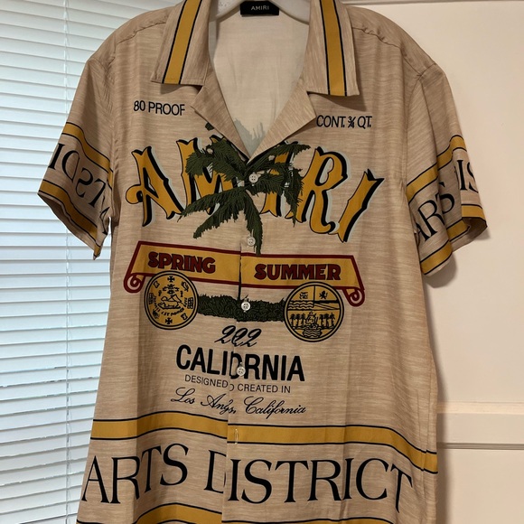 AMIRI Tan and Yellow Casual Button Down Shirt - Main Image